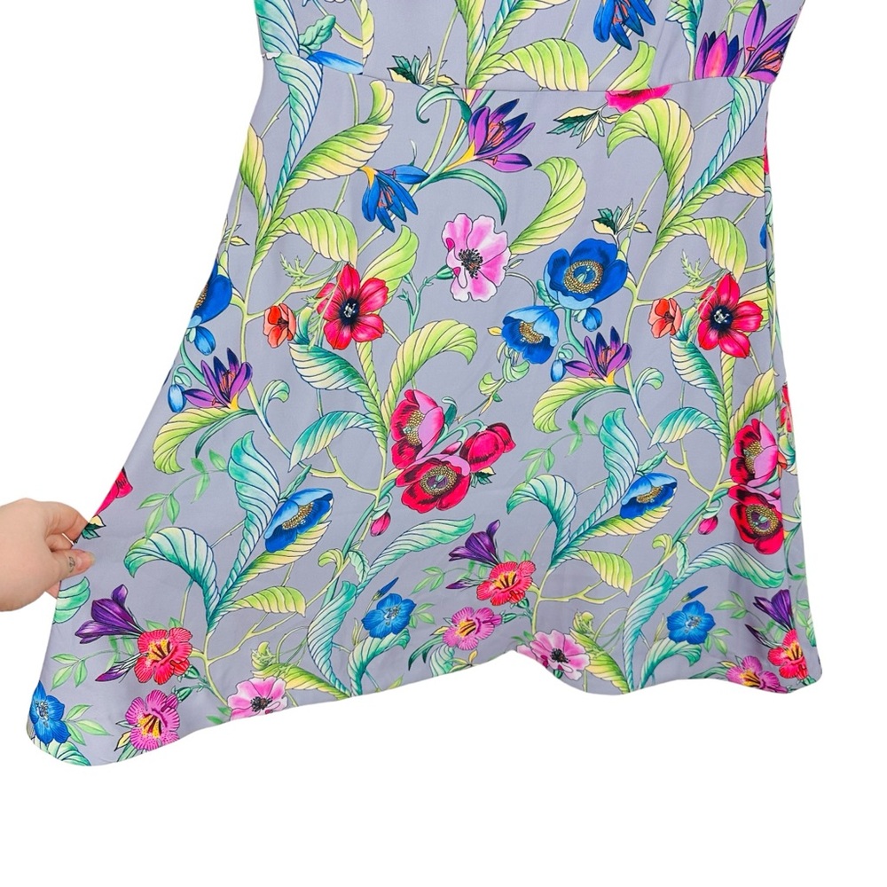 Ann Taylor Jungle Floral Print Fit & Flare Sleeveless Crepe Spring Mini Dress 6 - Picture 8 of 13